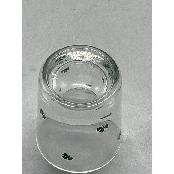 clover shot glass collectable clear with green clovers 2" tall barware READ - Picture 4 of 4